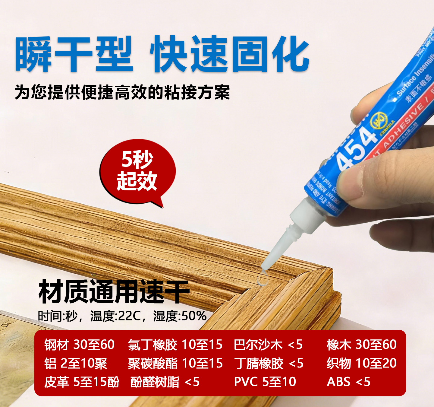 454高强度瞬干胶膏状啫喱胶粘金属塑料木材耐高 产品详情图9
