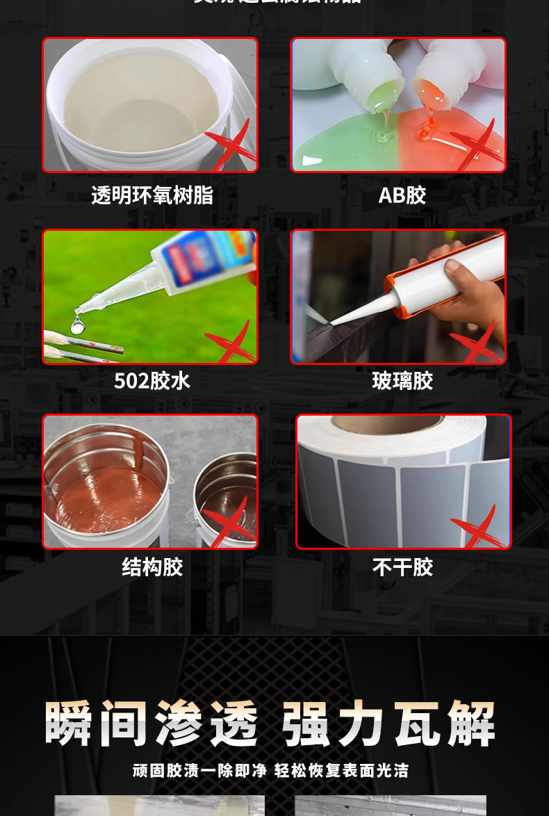 强力除胶剂去除ab胶环氧树脂青红胶结构胶溶解剂 产品详情图5